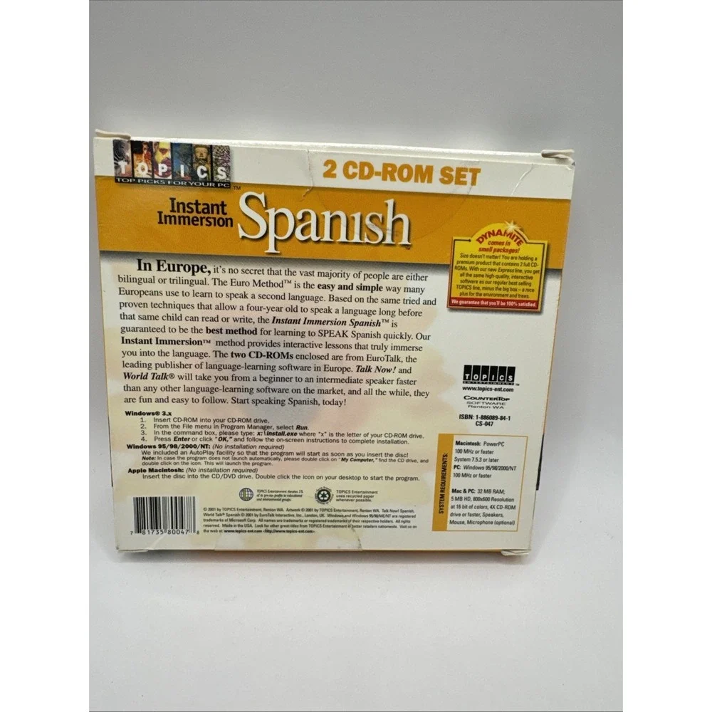 Instant Immersion Spanish, 2 CD Rom Set,Dual Platform PC & Mac
